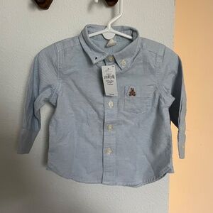 NWT Baby Gap light blue Oxford button shirt organic cotton baby boy 6-12 months